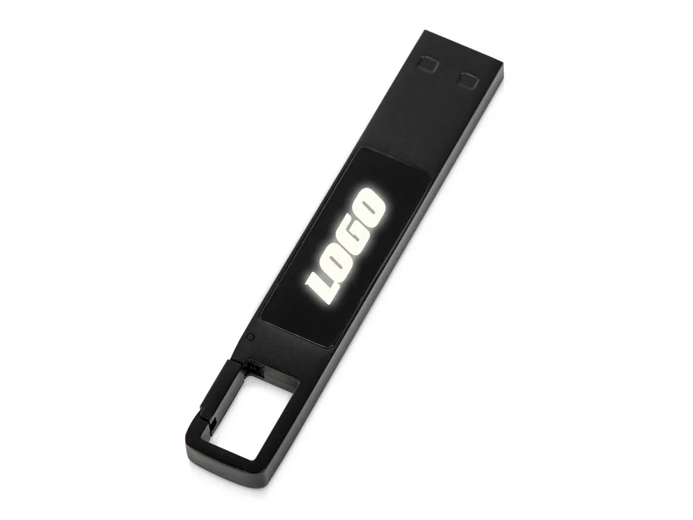 USB 2.0- флешка на 32 Гб c подсветкой логотипа «Hook LED», темно-серый, белая подсветка, размер 32ГБ с логотипом СПб - фото № 1