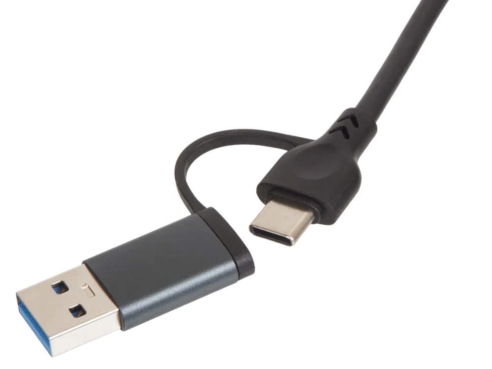 USB-хаб «Command» с коннектором 2-в-1 USB-C и USB-A, 2.0/3.0, черный с логотипом СПб - фото № 6