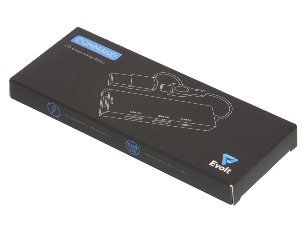 USB-хаб «Command» с коннектором 2-в-1 USB-C и USB-A, 2.0/3.0, черный с логотипом СПб - фото № 8