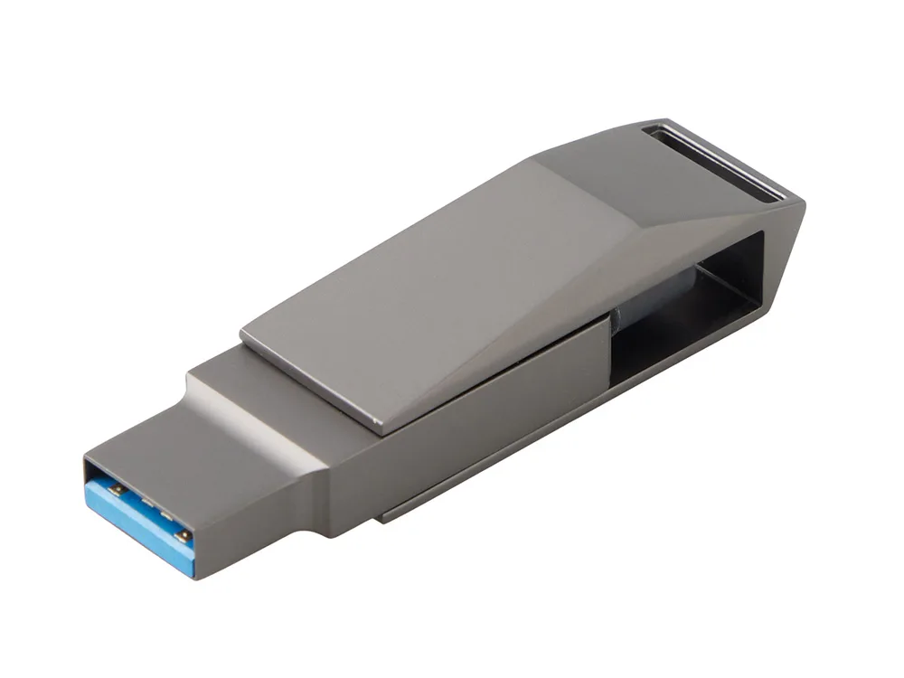 Флешка 64 ГБ USB Type-C и USB 3.0 «Тесла», темно-серый с логотипом СПб - фото № 2