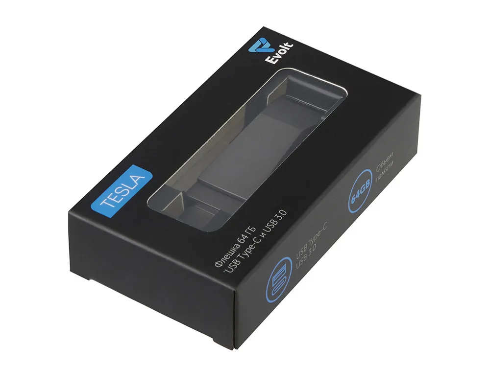 Флешка 64 ГБ USB Type-C и USB 3.0 «Тесла», темно-серый с логотипом СПб - фото № 9