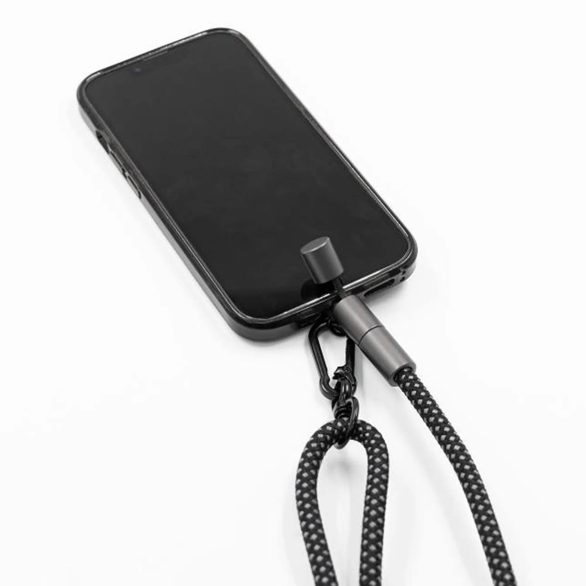 Шнурок-держатель для телефона с зарядным кабелем USB-C на USB-C/Lightning «Lany Eco Charge», серый с логотипом СПб - фото № 7