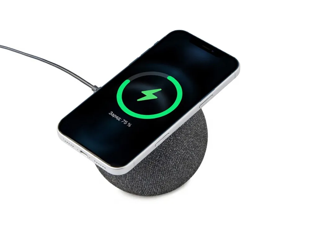 Портативная колонка с беспроводной зарядкой «Ареа», 5 Вт, черный с логотипом СПб - фото № 8