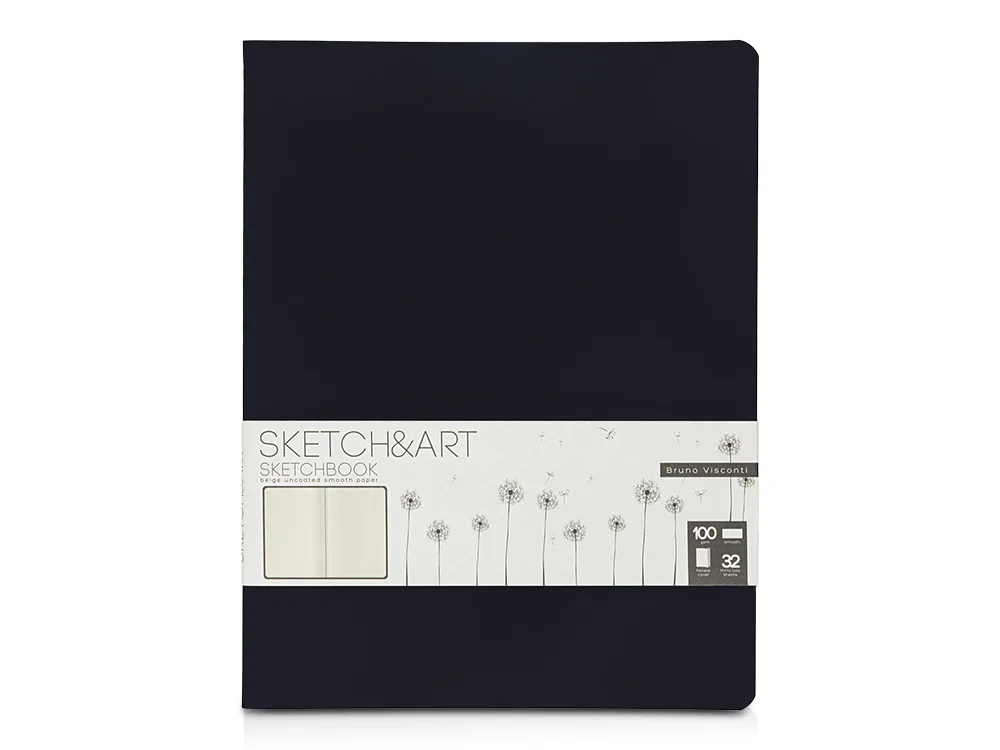 Скетчбук «Sketch & Art» 100 г/м2, soft-touch, черный с логотипом СПб - фото № 1