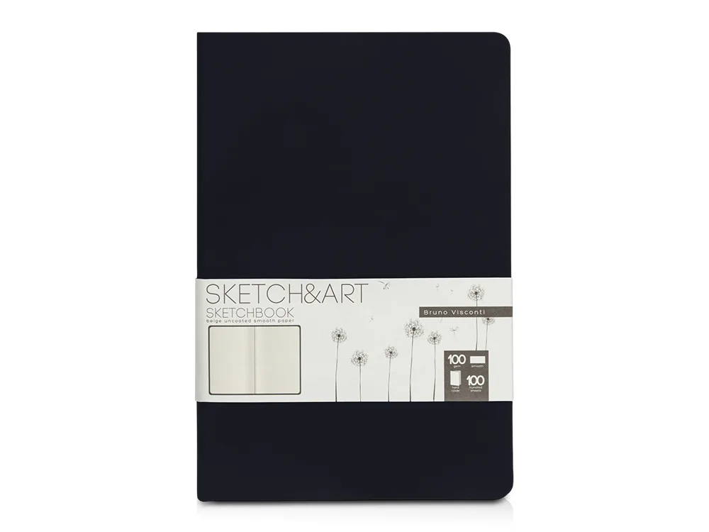Скетчбук «Sketch & Art» 100 г/м2, soft-touch, черный с логотипом СПб - фото № 1