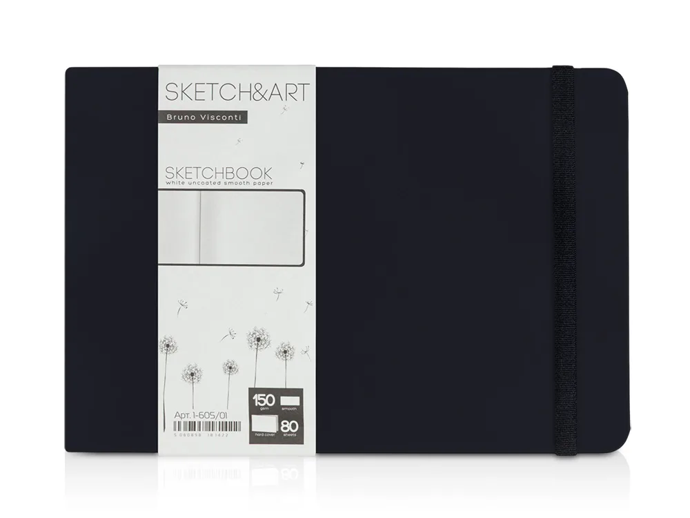 Скетчбук «Sketch & Art» 150 г/м2, soft-touch, черный с логотипом СПб - фото № 1