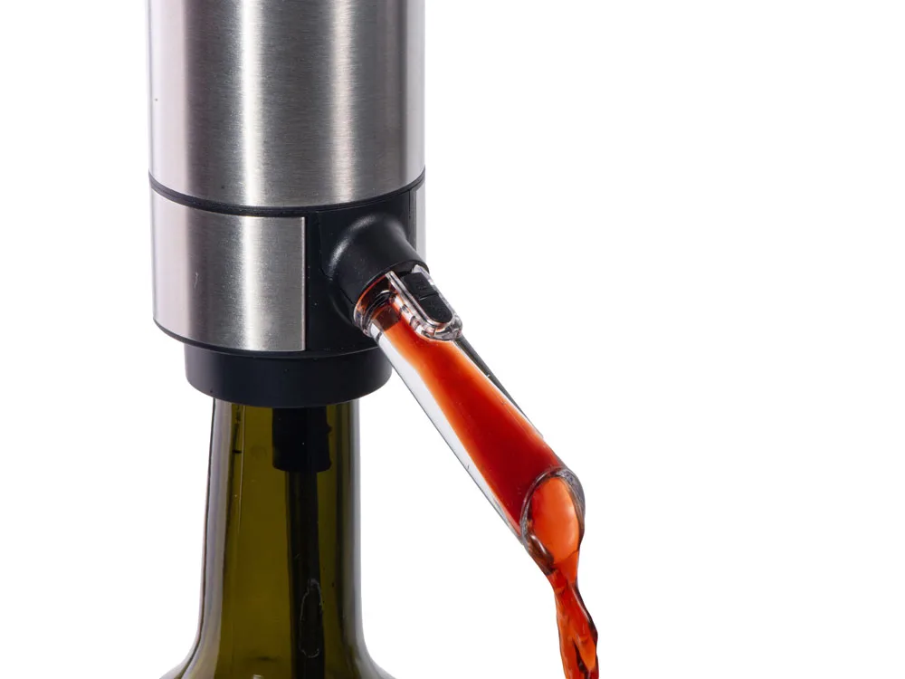 Электрический аэратор-диспенсер для вина «Wine delight», серебристый с логотипом СПб - фото № 11