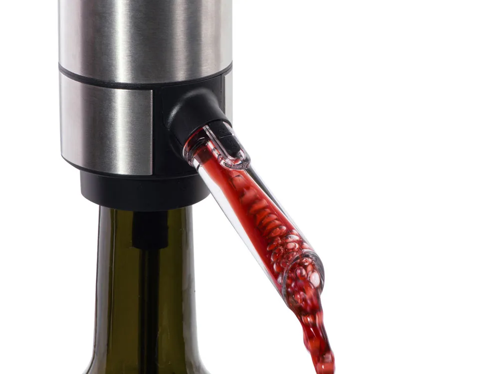 Электрический аэратор-диспенсер для вина «Wine delight», серебристый с логотипом СПб - фото № 12