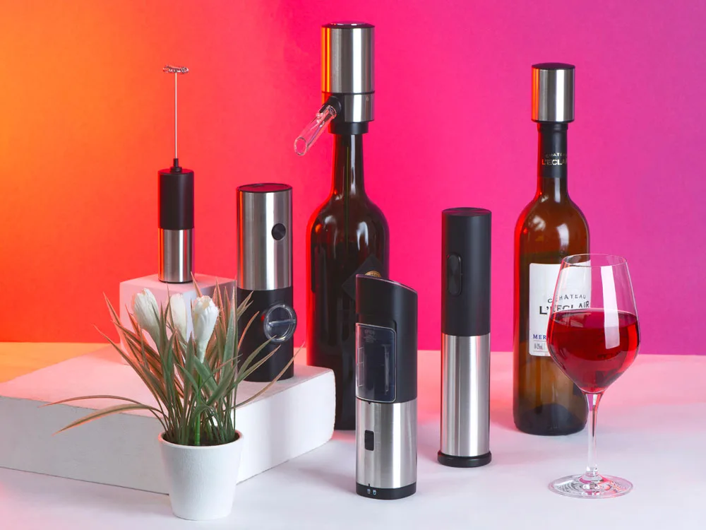 Электрический аэратор-диспенсер для вина «Wine delight», серебристый с логотипом СПб - фото № 18