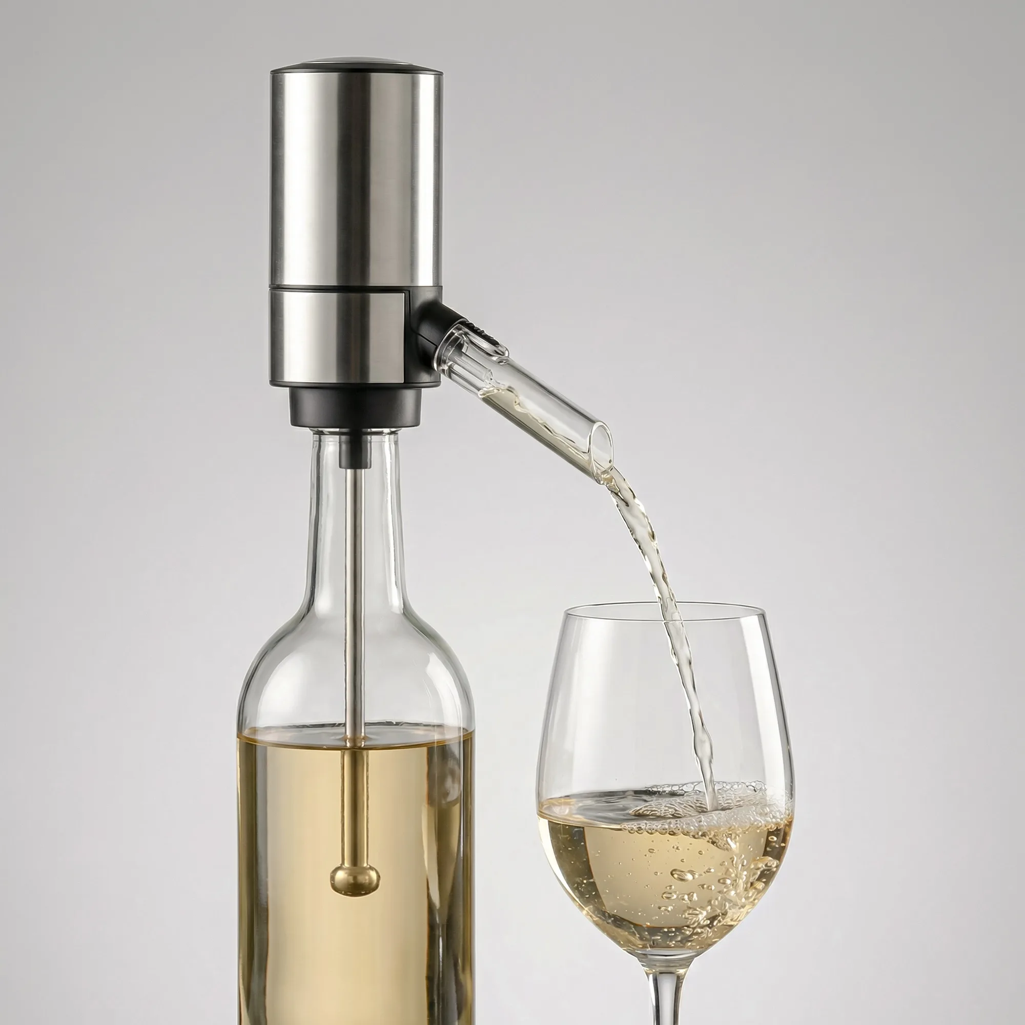 Электрический аэратор-диспенсер для вина «Wine delight», серебристый с логотипом СПб - фото № 1