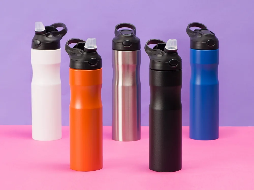 Бутылка для воды из стали «Hike», 850 мл, синий, черный с логотипом СПб - фото № 12
