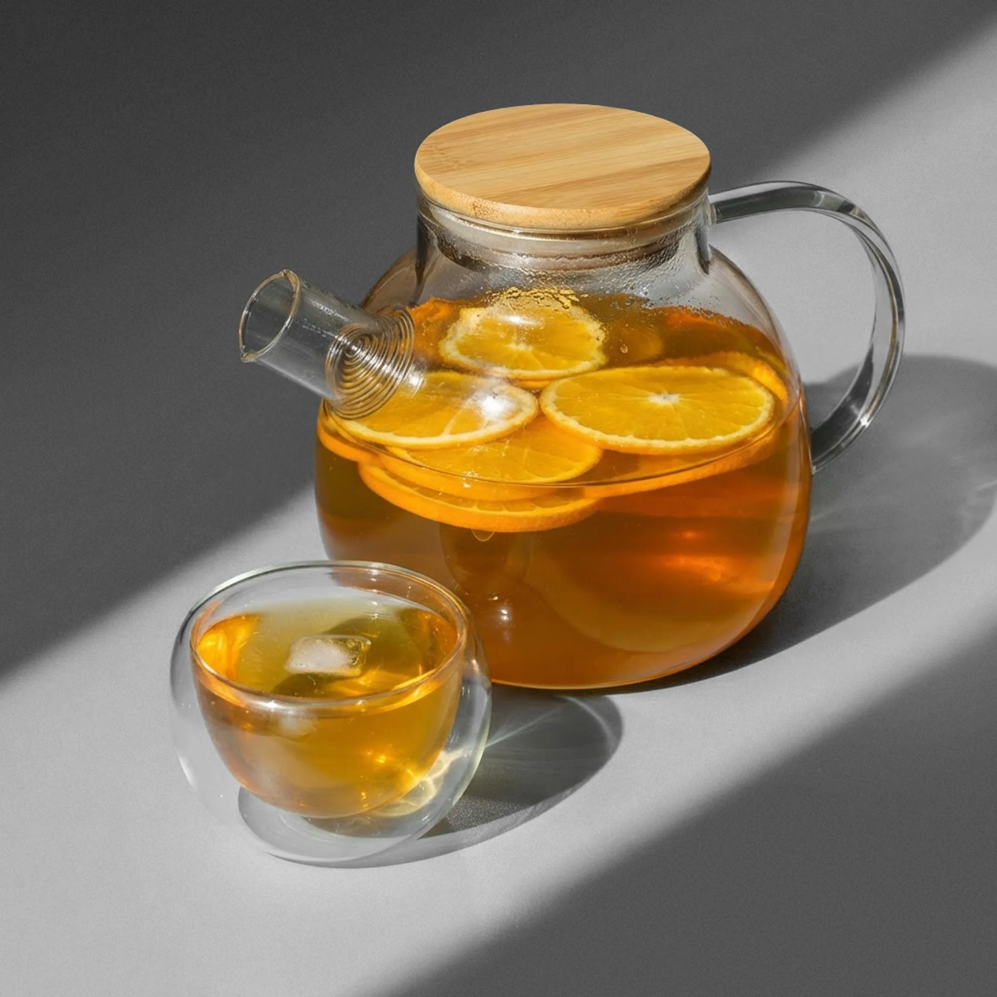 Заварочный чайник с бамбуковой крышкой «Sencha», прозрачный, коричневая крышка с логотипом СПб - фото № 1
