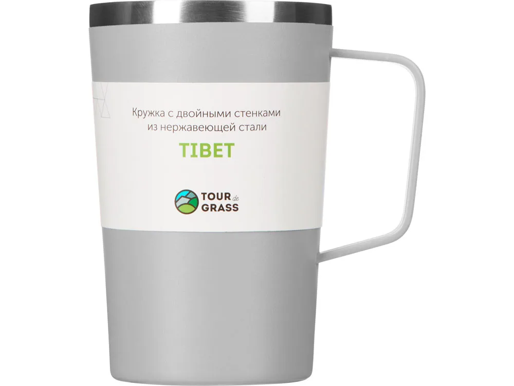 Стальная кружка с двойными стенками и порошковым покрытием «Tibet», серый с логотипом СПб - фото № 5