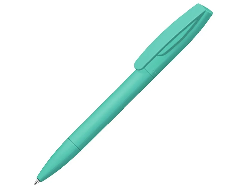 Ручка шариковая пластиковая «Coral Gum », soft-touch, бирюзовый с логотипом СПб - фото № 2