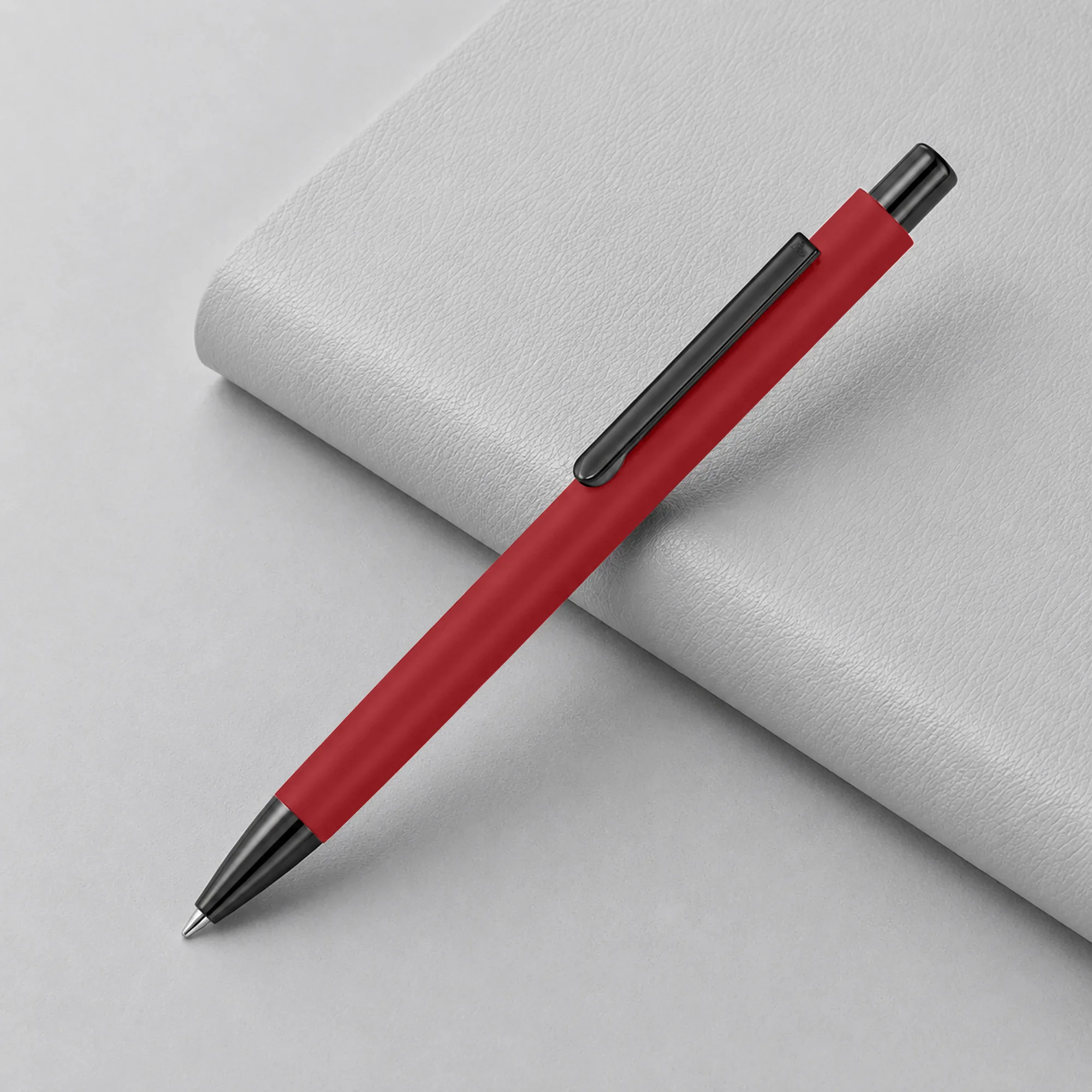 Металлическая шариковая ручка «Ellipse gum» soft touch с зеркальной гравировкой, красный с логотипом СПб - фото № 1