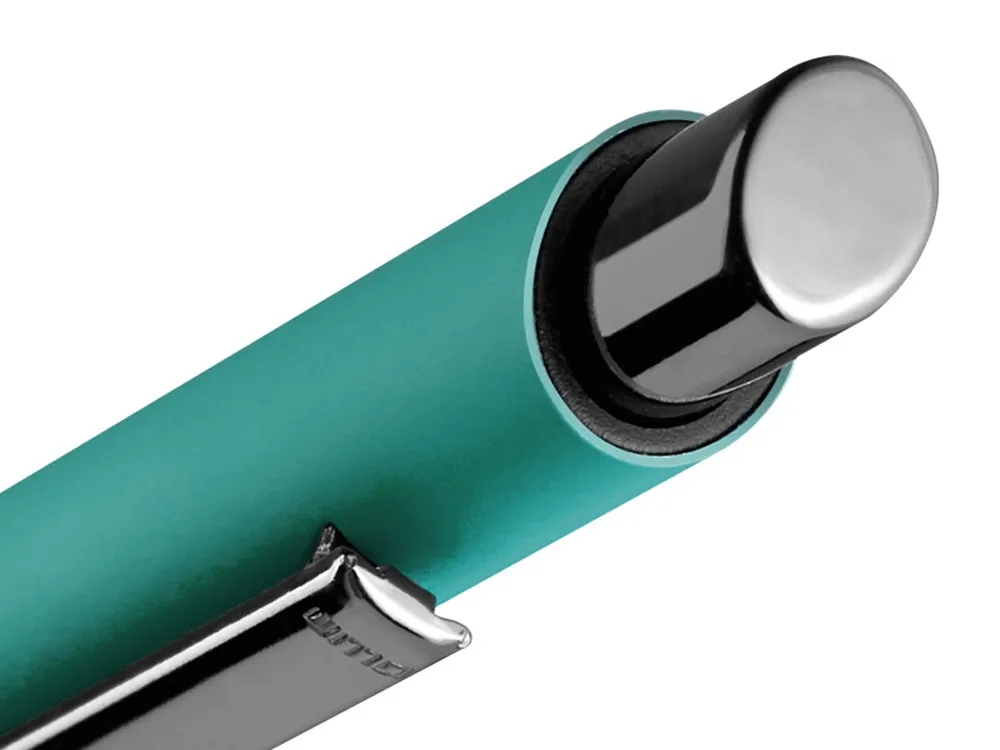 Металлическая шариковая ручка «Ellipse gum» soft touch с зеркальной гравировкой, бирюзовый с логотипом СПб - фото № 4
