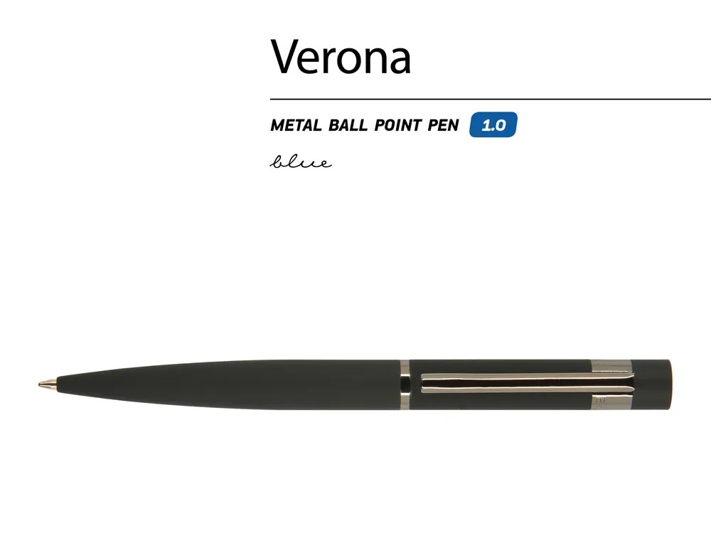 Ручка металлическая шариковая «Verona», софт-тач, черный с логотипом СПб - фото № 3
