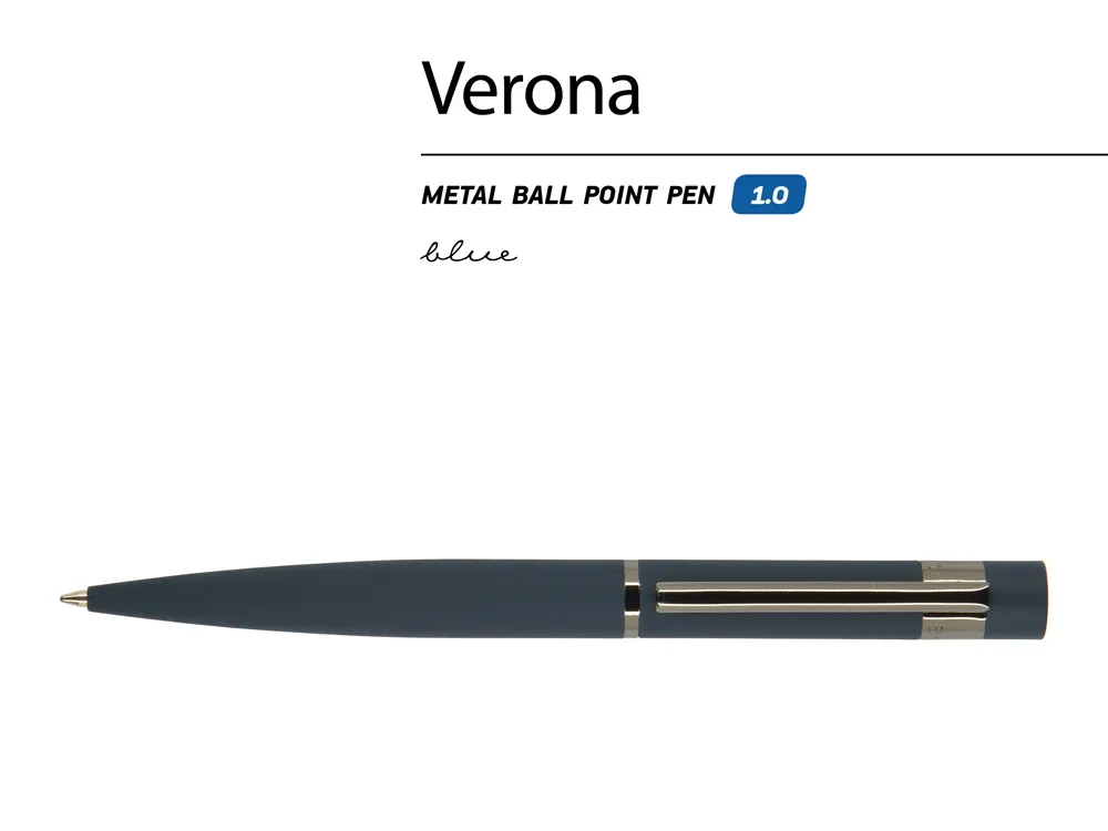 Ручка металлическая шариковая «Verona», софт-тач, синий с логотипом СПб - фото № 3