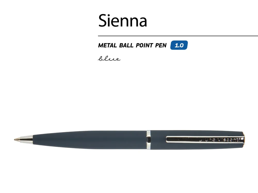 Ручка металлическая шариковая «Sienna», софт-тач, синий с логотипом СПб - фото № 3