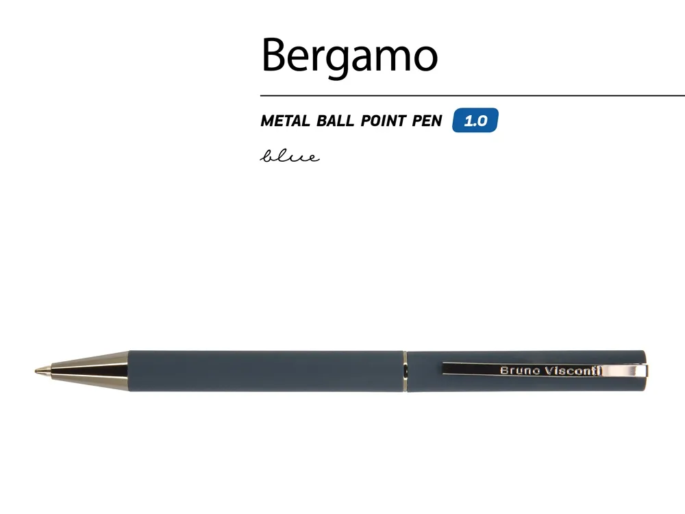 Ручка металлическая шариковая «Bergamo», синий с логотипом СПб - фото № 2
