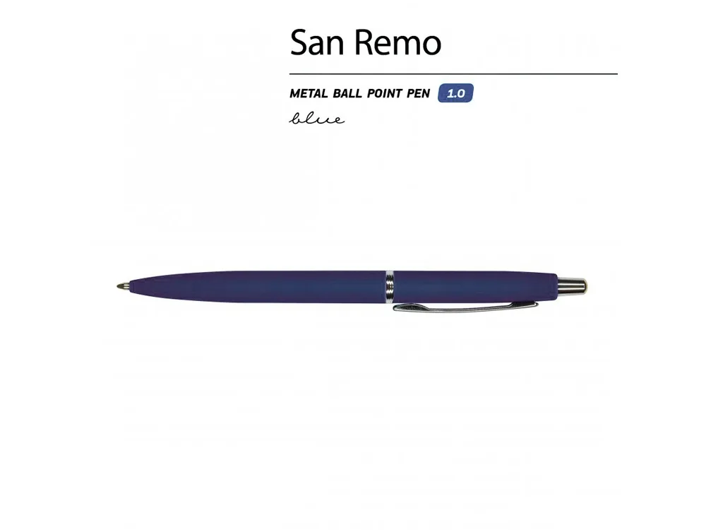 Ручка металлическая шариковая «San Remo», софт тач, ярко-синий с логотипом СПб - фото № 3