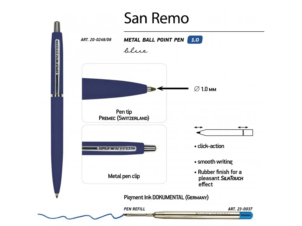 Ручка металлическая шариковая «San Remo», софт тач, ярко-синий с логотипом СПб - фото № 4