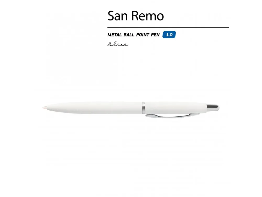 Ручка металлическая шариковая «San Remo», софт тач, белый с логотипом СПб - фото № 3