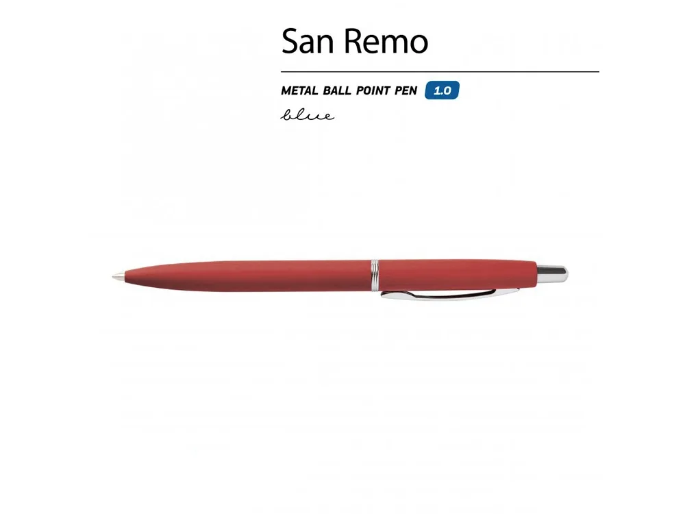 Ручка металлическая шариковая «San Remo», софт тач, красный с логотипом СПб - фото № 3