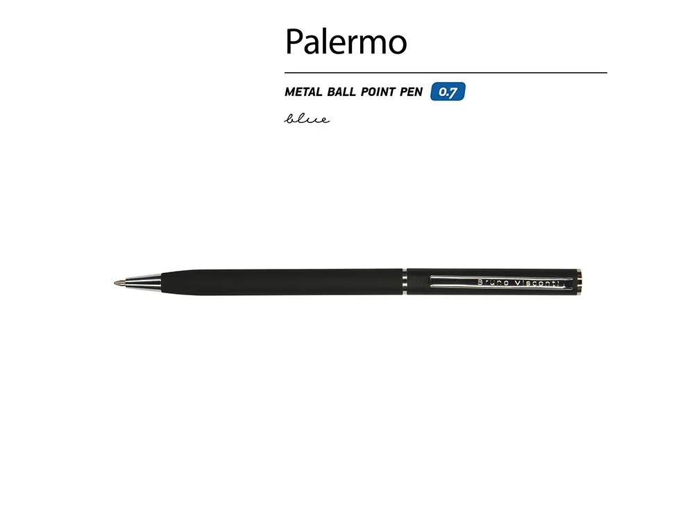 Ручка металлическая шариковая «Palermo», софт-тач, черный/серебристый с логотипом СПб - фото № 3