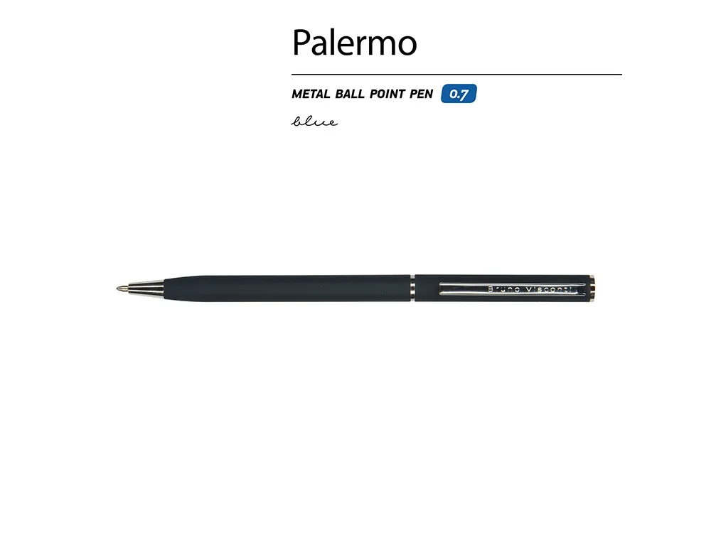 Ручка металлическая шариковая «Palermo», софт-тач, сине-черный/серебристый с логотипом СПб - фото № 3