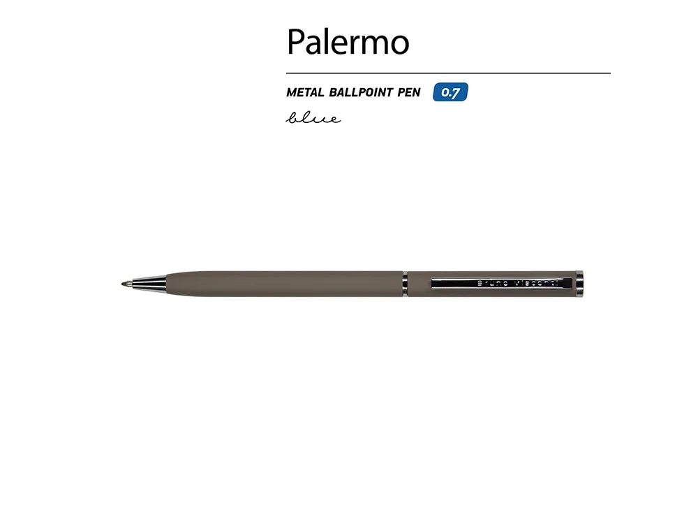 Ручка металлическая шариковая «Palermo», софт-тач, серый с логотипом СПб - фото № 3