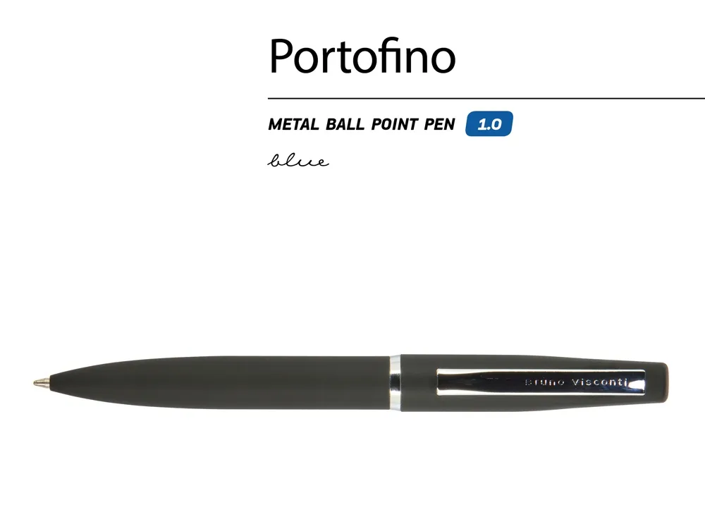 Ручка металлическая шариковая «Portofino», черный с логотипом СПб - фото № 3