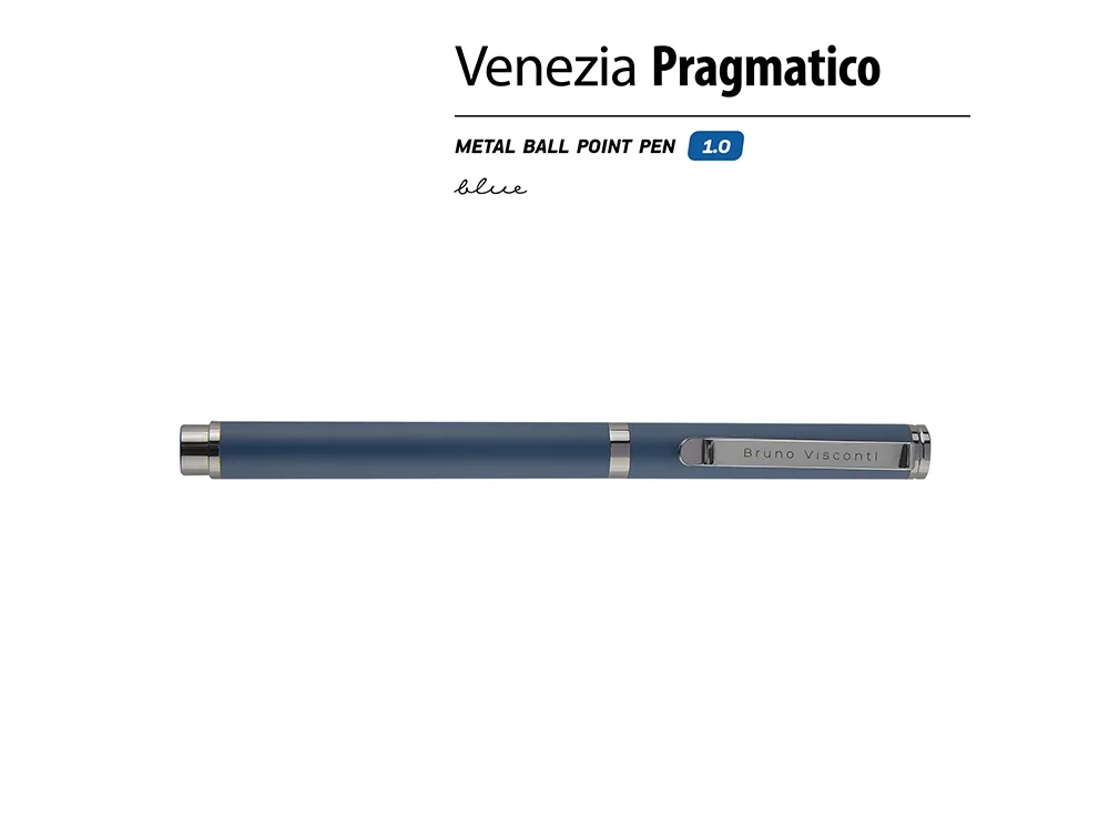 Ручка металлическая шариковая «Venezia Pragmatico» софт-тач, синий с логотипом СПб - фото № 3
