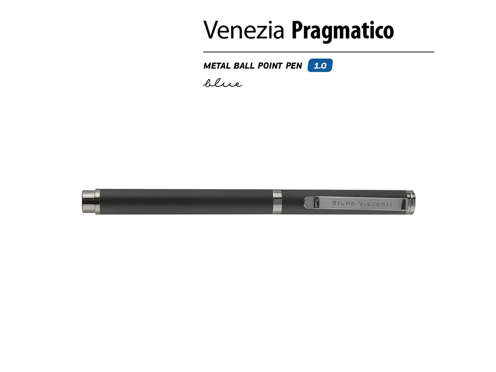 Ручка металлическая шариковая «Venezia Pragmatico» софт-тач, черный с логотипом СПб - фото № 3