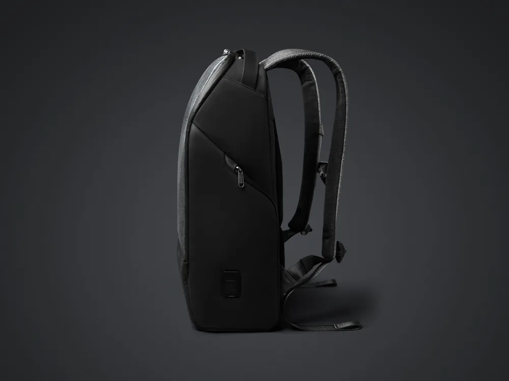 Водостойкий антикражный рюкзак FlexPackPro для ноутбука 15.6", серый/черный с логотипом СПб - фото № 3