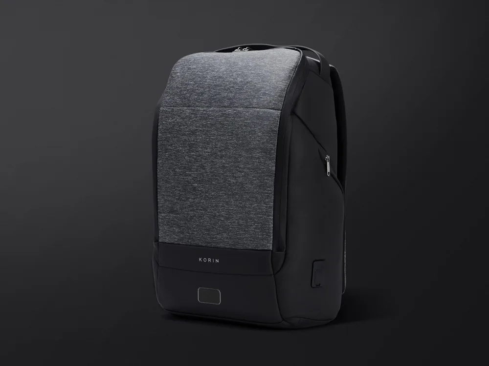 Водостойкий антикражный рюкзак FlexPackPro для ноутбука 15.6", серый/черный с логотипом СПб - фото № 5
