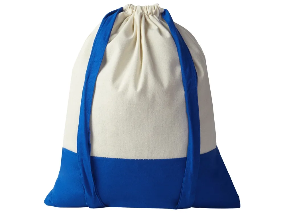 Рюкзак-мешок Cotton из хлопка, 170 г/м2, натуральный/синий с логотипом СПб - фото № 3