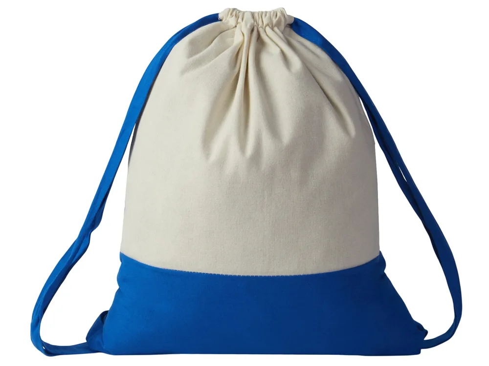 Рюкзак-мешок Cotton из хлопка, 170 г/м2, натуральный/синий с логотипом СПб - фото № 4