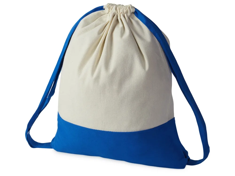 Рюкзак-мешок Cotton из хлопка, 170 г/м2, натуральный/синий с логотипом СПб - фото № 2
