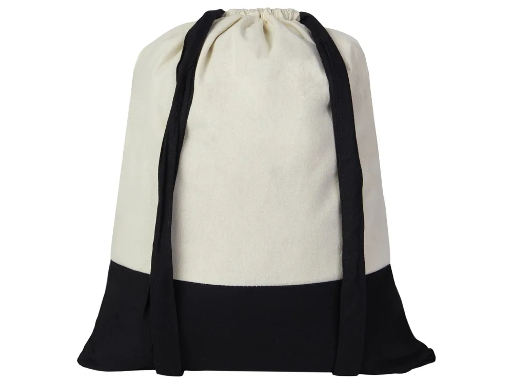 Рюкзак-мешок Cotton из хлопка, 170 г/м2, натуральный/черный с логотипом СПб - фото № 3