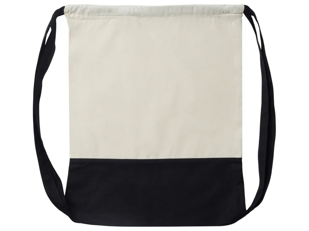 Рюкзак-мешок Cotton из хлопка, 170 г/м2, натуральный/черный с логотипом СПб - фото № 5