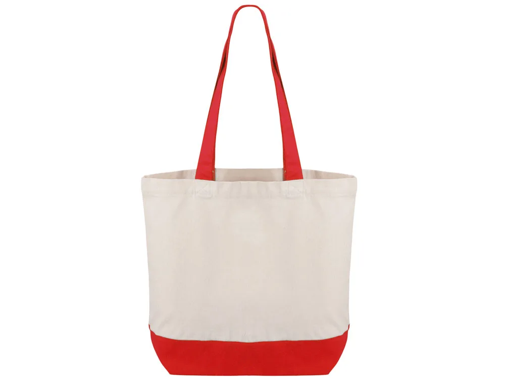 Сумка для шоппинга «Cotton» из переработанного хлопка, 280 г/м2, натуральный/красный с логотипом СПб - фото № 3