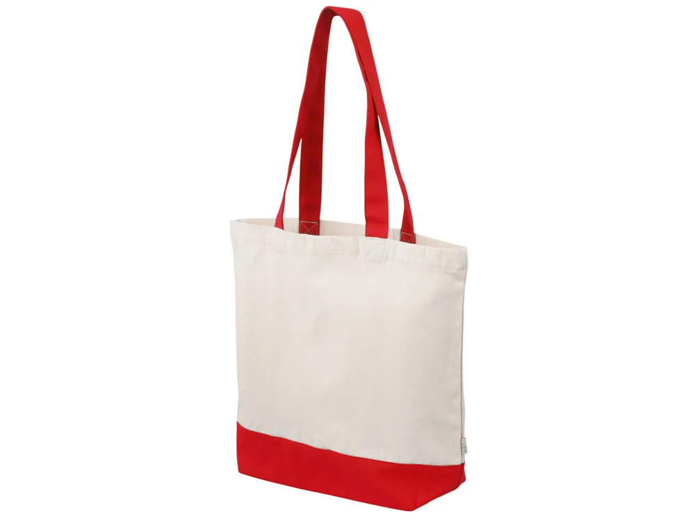 Сумка для шоппинга «Cotton» из переработанного хлопка, 280 г/м2, натуральный/красный с логотипом СПб - фото № 4