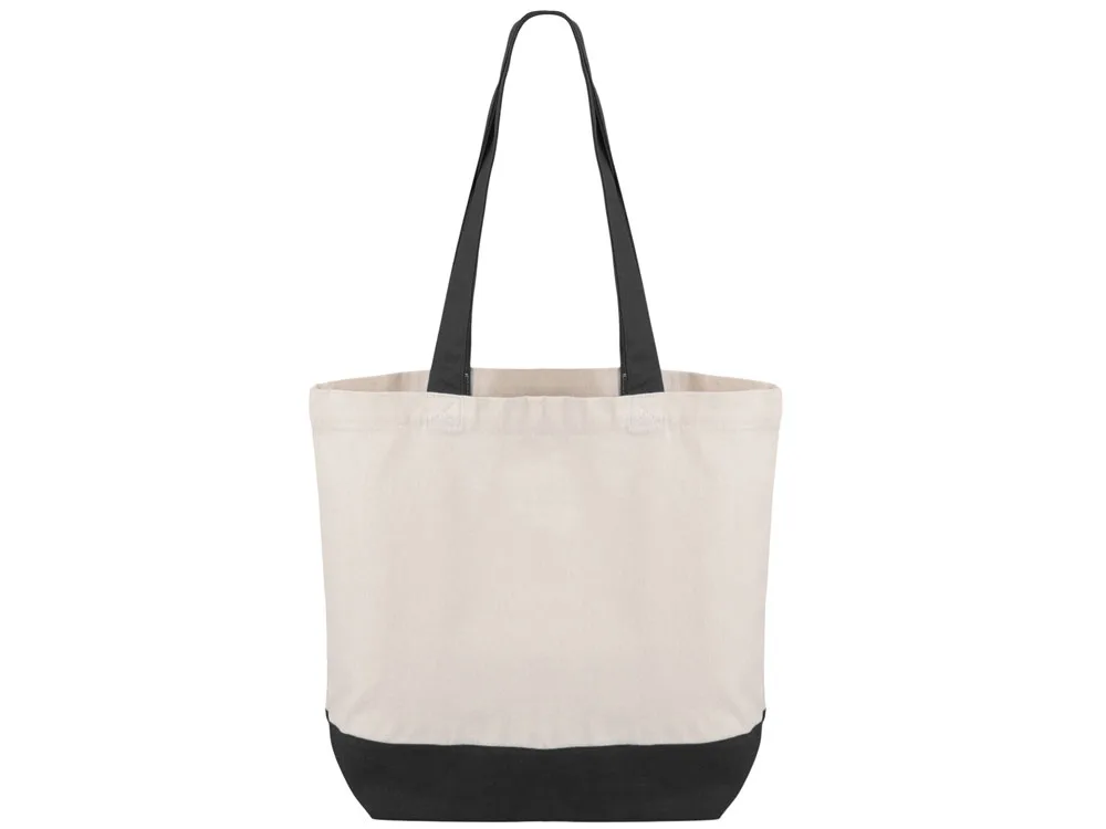 Сумка для шоппинга «Cotton» из переработанного хлопка, 280 г/м2, натуральный/черный с логотипом СПб - фото № 3