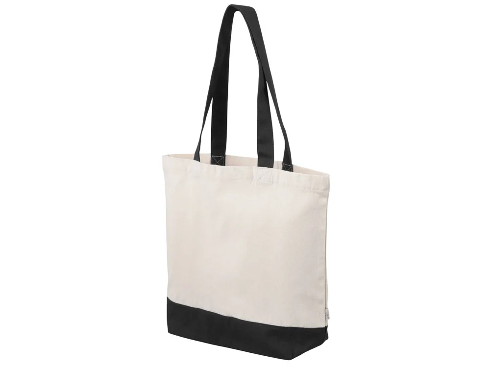 Сумка для шоппинга «Cotton» из переработанного хлопка, 280 г/м2, натуральный/черный с логотипом СПб - фото № 4