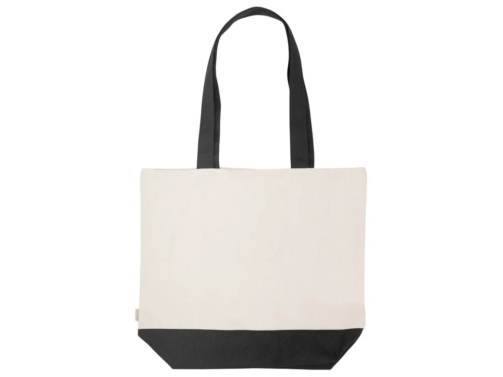 Сумка для шоппинга «Cotton» из переработанного хлопка, 280 г/м2, натуральный/черный с логотипом СПб - фото № 5