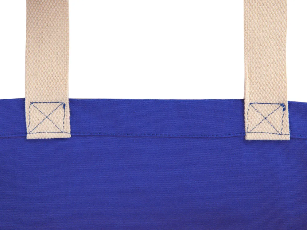 Сумка «Donny» из хлопка 250г/м2 с донной складкой и парусиновыми ручками, синий с логотипом СПб - фото № 5