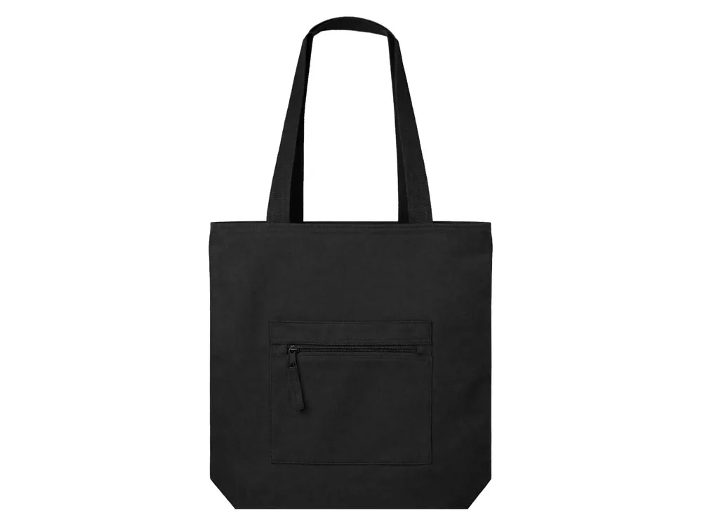 Сумка на молнии Zipper Neo из хлопка 280 г c карманом на молнии спереди, черный с логотипом СПб - фото № 4
