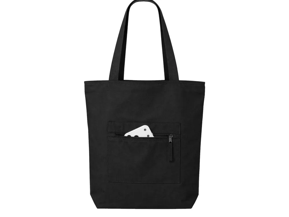 Сумка на молнии Zipper Neo из хлопка 280 г c карманом на молнии спереди, черный с логотипом СПб - фото № 8