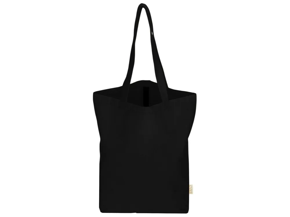 Сумка Fixy из переработанного хлопка 220 г/м2 с фиксирующей лентой, черный с логотипом СПб - фото № 7